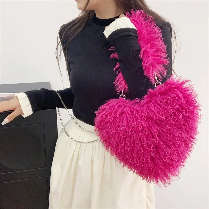 Amélie | Heart Plush Shoulder Bag